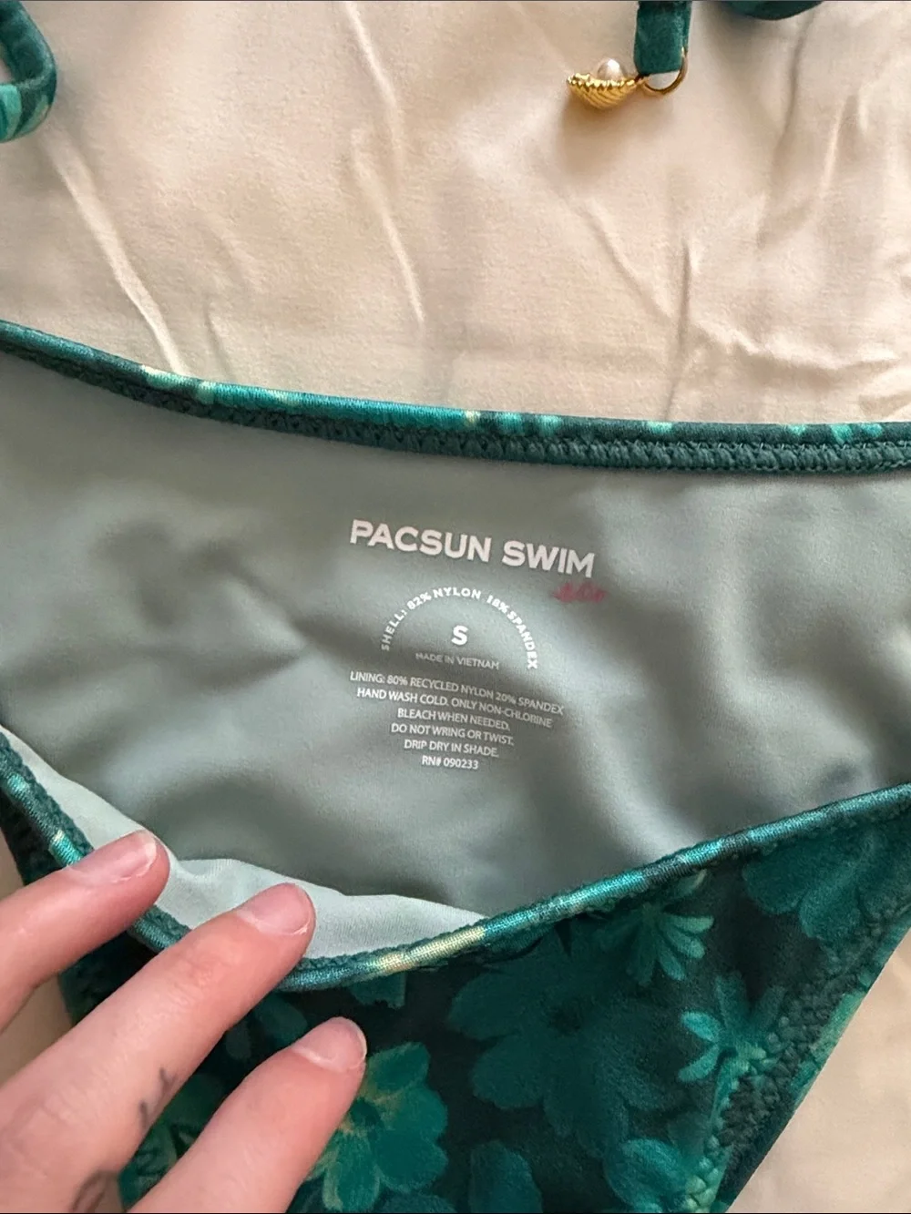 PacSun Teal Floral Bandeau Tie-Side Bikini